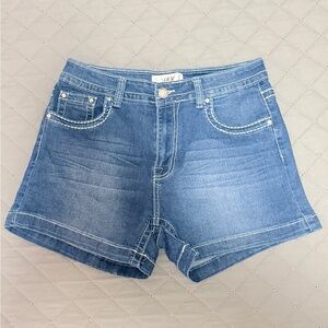 Casual Blue Denim Shorts - Classic Five-Pocket Style